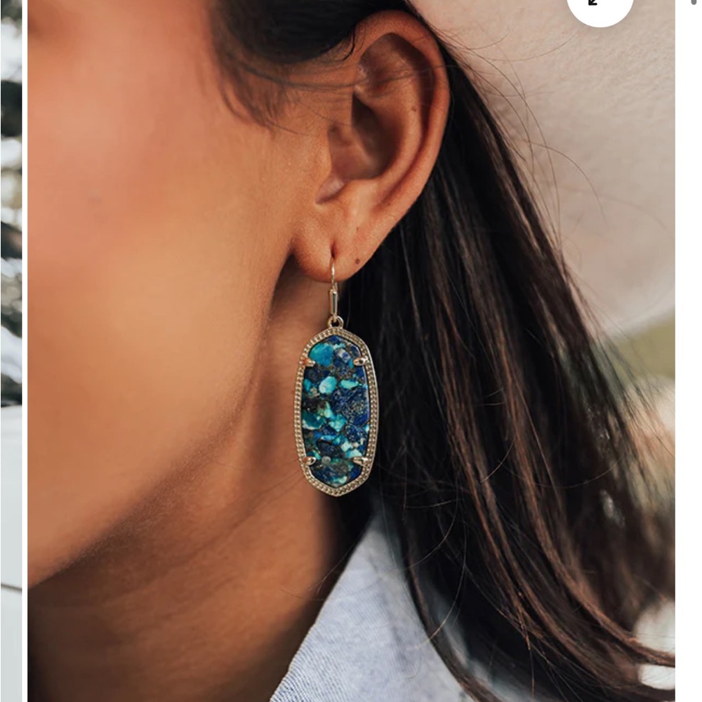 NWT Kendra Scott Elle bronze blue veined
